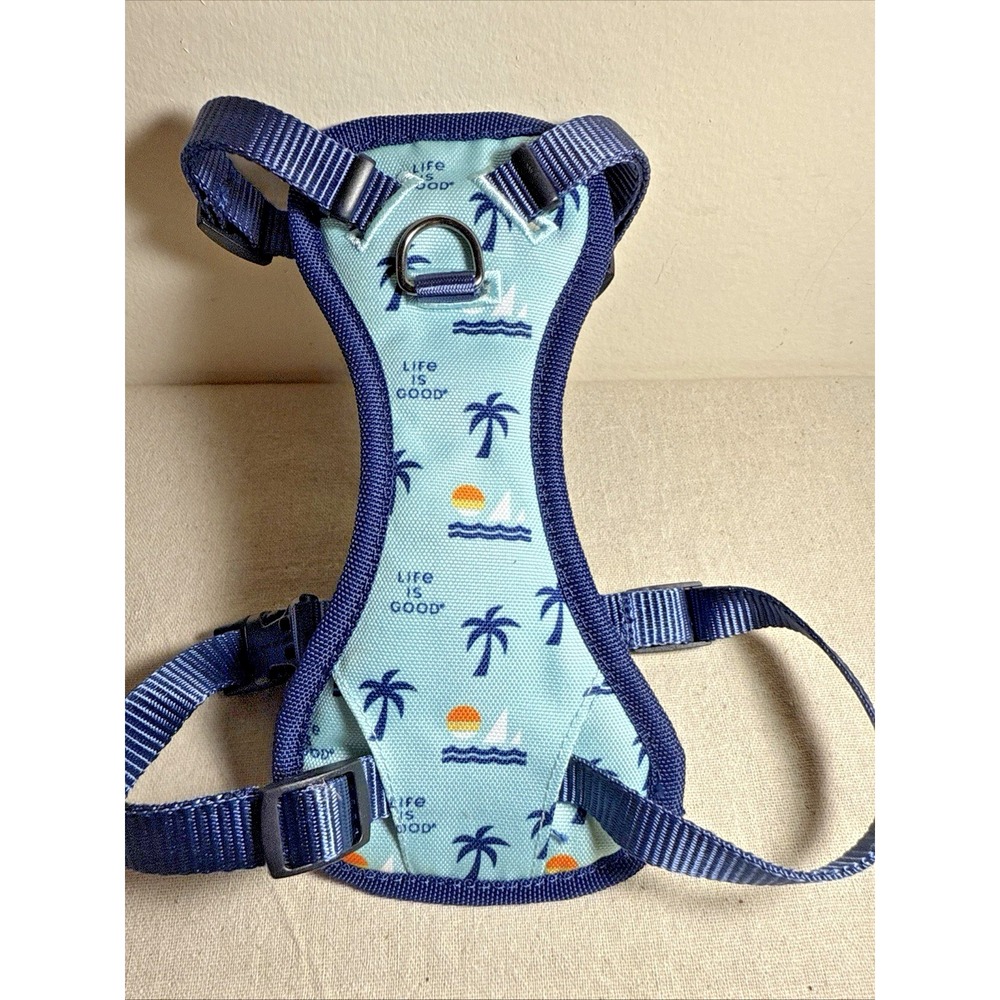 Life is Good‎ Dog Harness Palm Tree Sailboat Print Blue Small Adjustable